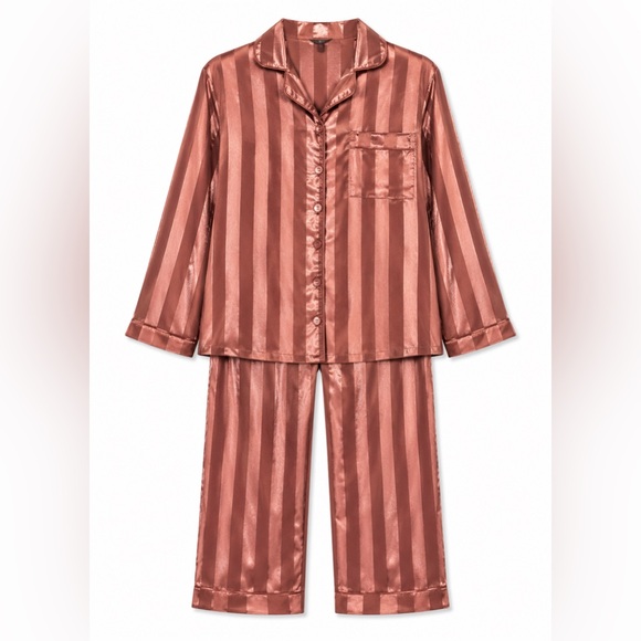 Other - Women’s Satin Stripe Pajama Set - Rose Copper